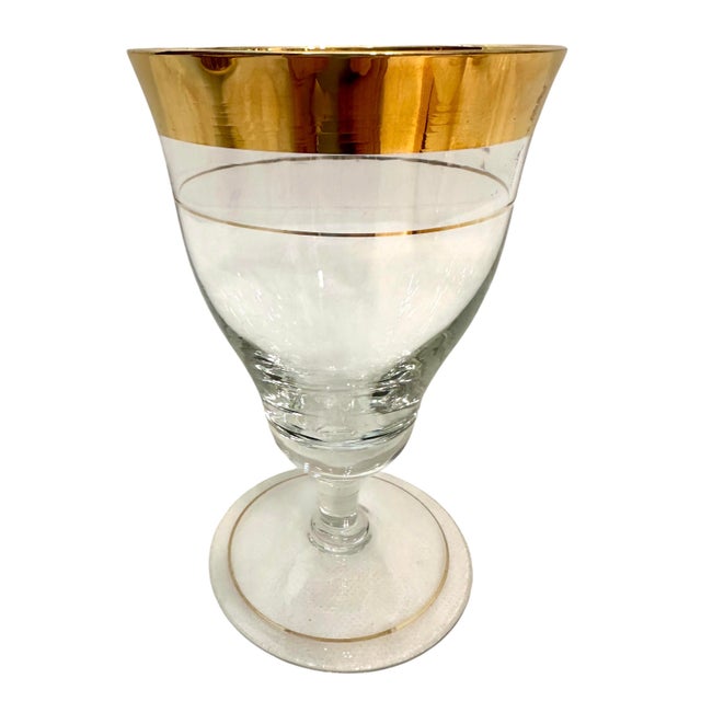 Vintage Dorothy Thorpe Style Goblets With Triple Gold Bands - A Set of 4 For Sale - Image 9 of 9