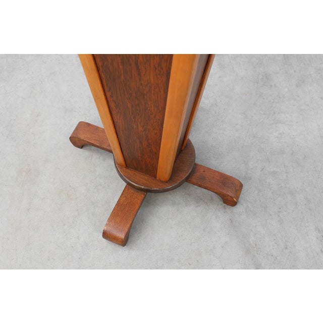 Brown Art Deco Round Wooden Side Table, France, 1920s For Sale - Image 8 of 11