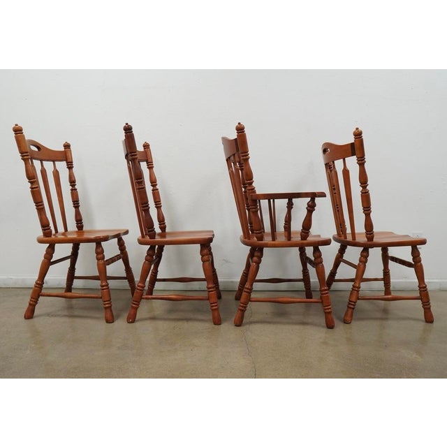 Vintage Tell City Early American Colonial Solid Wood Dining Chairs (Set of 8) For Sale - Image 12 of 17