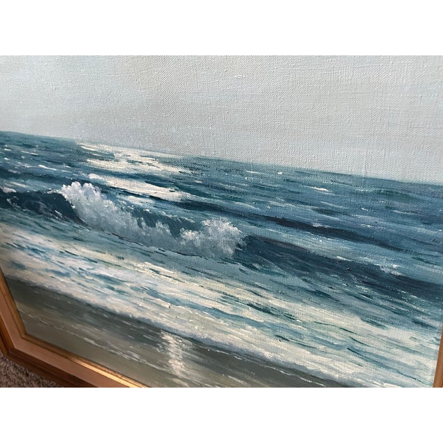 1930s Exquisite Ocean Listed Artist Original Oil Painting Herbert Foerster For Sale - Image 9 of 10