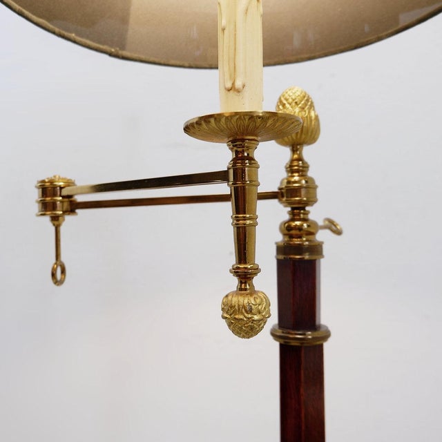 Vintage Brass and Wood Reading Floor Lamp For Sale - Image 5 of 16