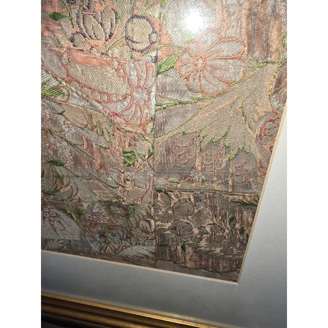 White 18th Century Metalic Thread Brocade Fragment Framed For Sale - Image 8 of 8