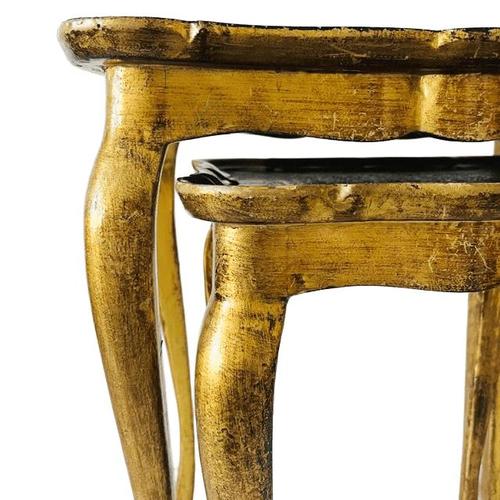 Wood Vintage Florentine Hollywood Regency Gilt Wood Nesting Tables, 1950s, Set of 2 For Sale - Image 7 of 11