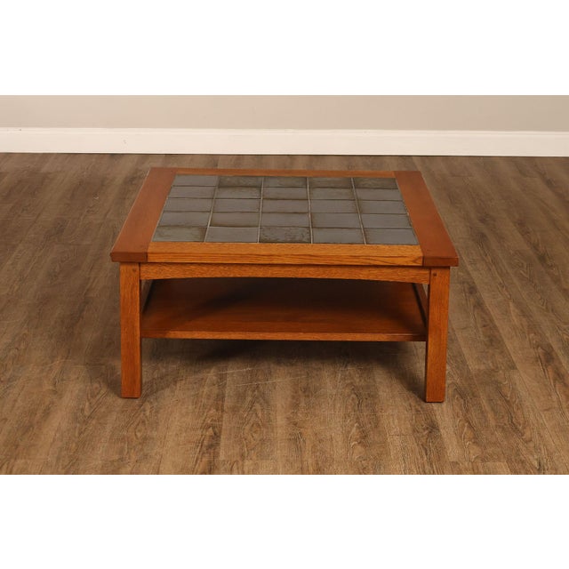 Stickley Mission Collection Tile Top Square Oak Coffee Table For Sale - Image 15 of 18