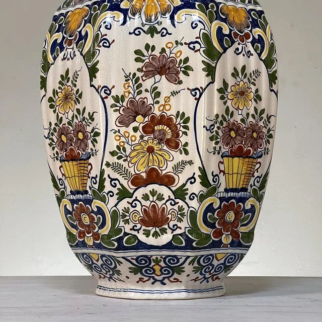 19th Century Hand-Painted Lidded Urn From Rouen For Sale - Image 11 of 13