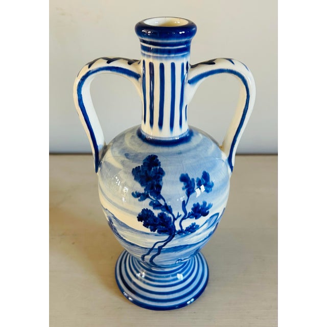 Beautiful, mid century, glazed pottery vase by Marmaca. Made in San Marino Italy. Features a beautiful hand painted...