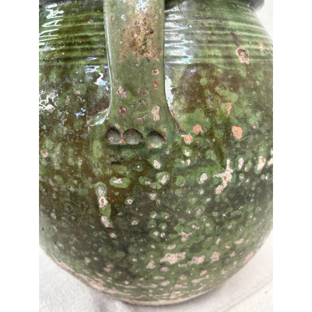 French Provincial Early 20th Century Large Mediterranean, Green-Glazed Jar For Sale - Image 3 of 7