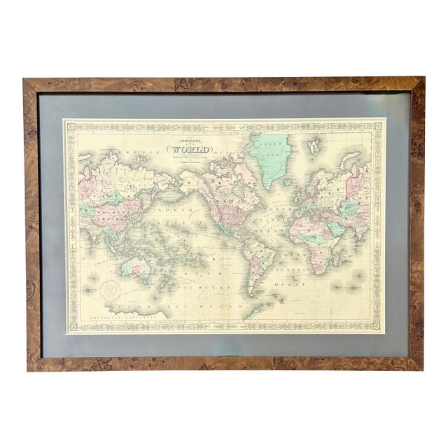 Map of the World by Johnson, 1861 For Sale