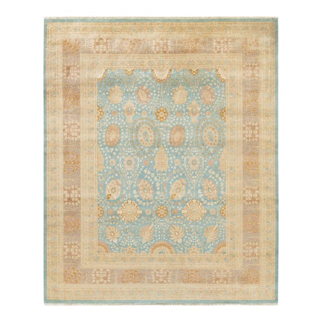Mogul Collection Hand-Knotted Area Rug - Light Blue 8' 4" x 10' 0" For Sale - Image 9 of 9