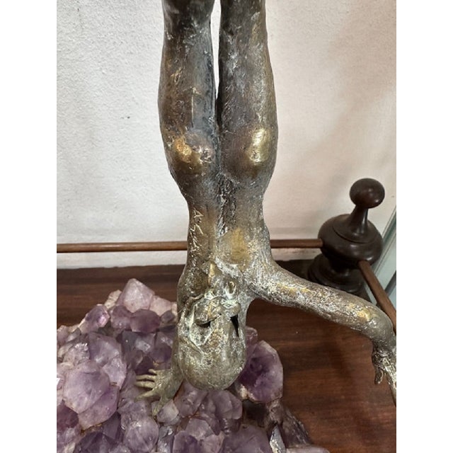 Simone Di Gesaro, Acrobatic Jump, Bronze on Amethyst Base, 1970s For Sale - Image 3 of 17