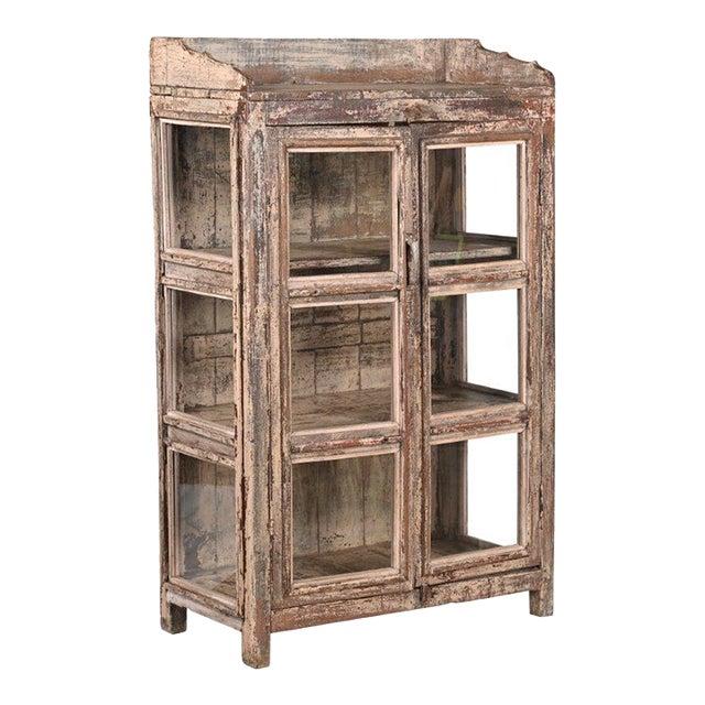 Vintage Anglo-Indian Painted Teakwood Small Bookcase For Sale