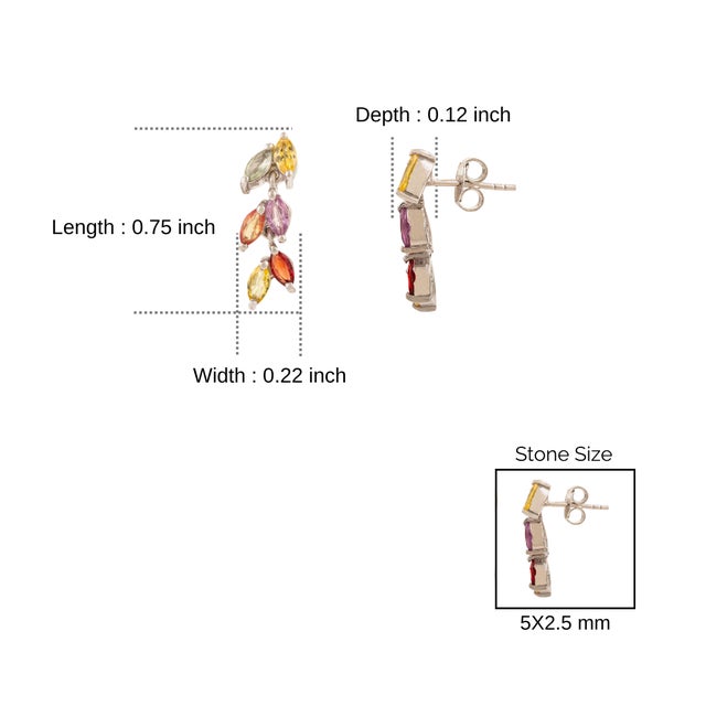 Green Art Nouveau Inspired Solid Silver Multi Sapphire Dangling Earrings- A Pair For Sale - Image 8 of 10