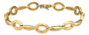Aaron Basha Diamond 18k Yellow Gold Oval Bar Link Bracelet