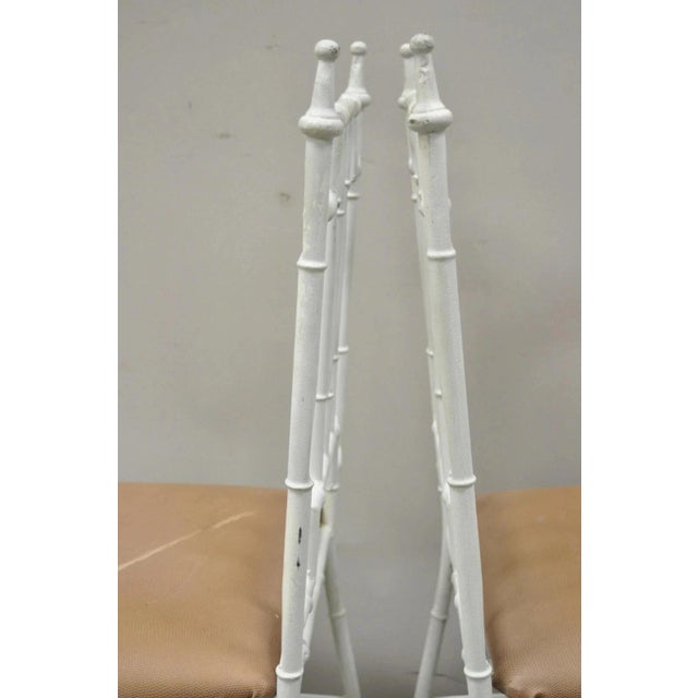 Vintage Italian Hollywood Regency White Faux Bamboo Metal Accent Side Chair Pair For Sale In Philadelphia - Image 6 of 10
