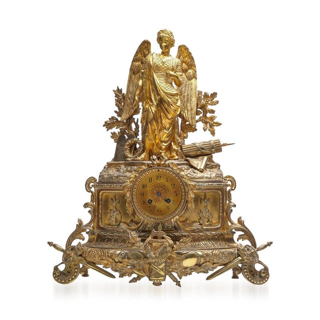 19th Century French Empire Style Ormolu Bronze Mantel Clock, 1870s For Sale - Image 11 of 11