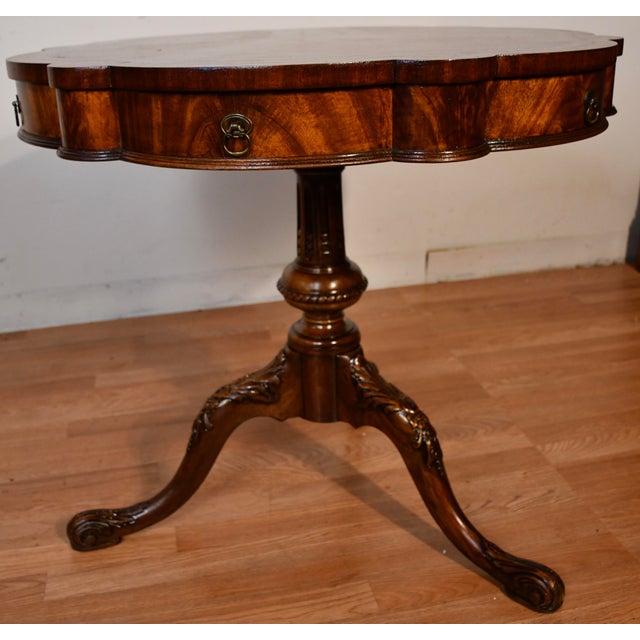 Brown 1930s Weiman English Regency Mahogany & Leather Top Center Table For Sale - Image 8 of 17