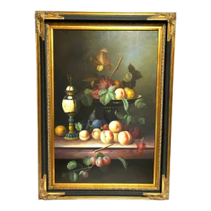 Mid 20th Century Neoclassical Style Oil on Canvas Still Life