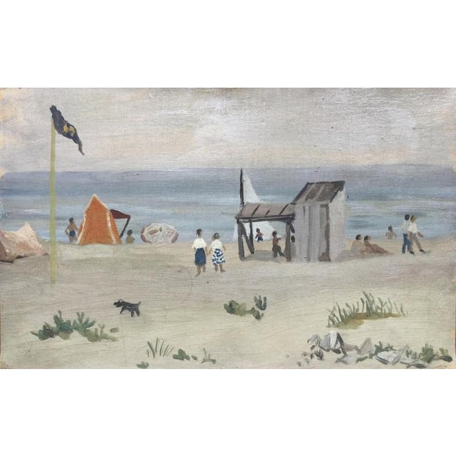 Textile François Baboulet, The Beach, Oil on Paper mounted on Canvas For Sale - Image 7 of 7