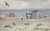 Textile François Baboulet, The Beach, Oil on Paper mounted on Canvas For Sale - Image 7 of 7