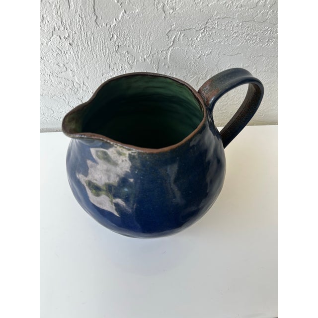 Ceramic Mid Century Large Studio Pottery Pitcher For Sale - Image 7 of 9
