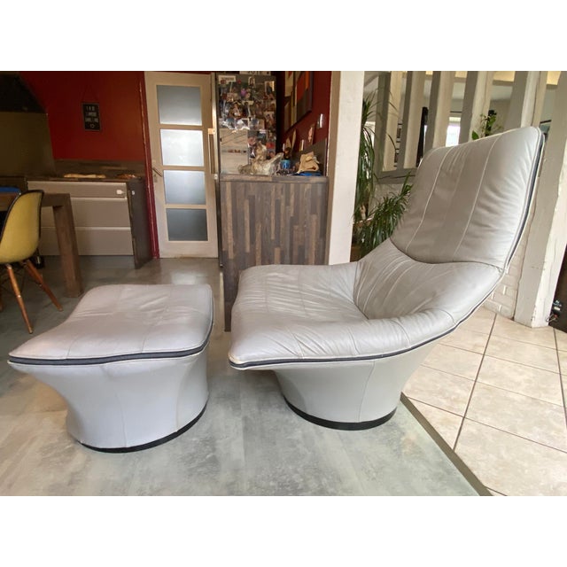Set of Mantis Swivel Lounge Chair and Leather Ottoman by Gerard Van Den Berg, 1970s For Sale - Image 11 of 18