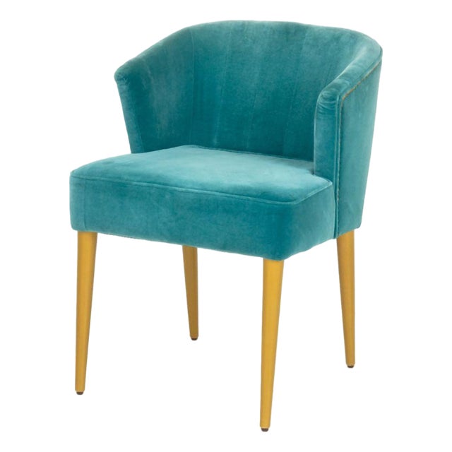 Brabbu Blue Velvet Upholstered Side Chair For Sale