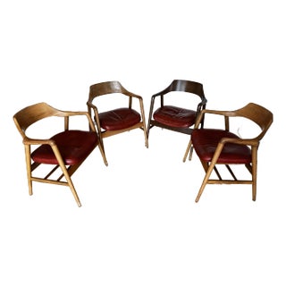 1960s Vintage American Mid-Century Modern Walnut Gunlocke Chairs – Set of 4 For Sale