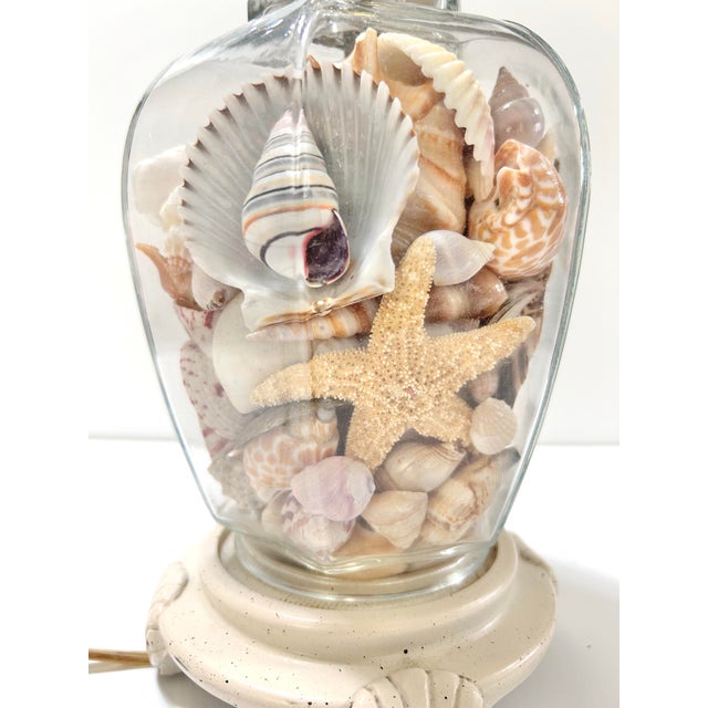 1980s Vintage Nautical Seashell Filled Glass Table Lamp For Sale In Louisville - Image 6 of 10