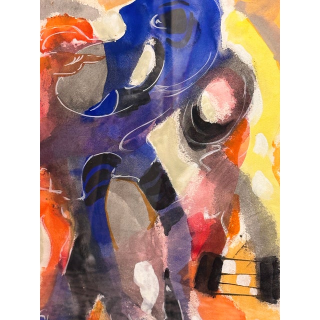 Ferdinand Hocks 1964 Abstract Figurative Painting on Paper, Signed in Lower Right, Framed For Sale - Image 4 of 8