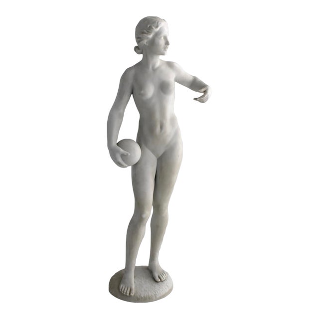 VTG Rosenthal Large 22" Nude Female Athlete Sculpture by Max Fritz, C1930 For Sale
