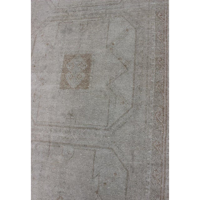 Taupe Vintage Turkish Oushak Runner in Soft Taupe and Pale Light Blue 3'7 X 11'1 For Sale - Image 8 of 10