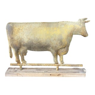 19th Century Cow Weather Vane Mounted on Stand For Sale