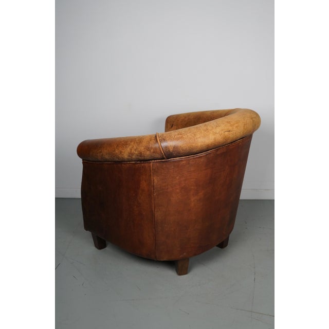 Vintage Dutch Cognac Colored Leather Club Chair For Sale - Image 12 of 16