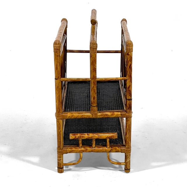 Mid-Century Modern Rattan and Cane Magazine Stand For Sale - Image 3 of 10
