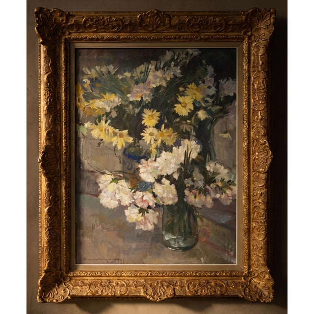 Charles Swyncop, Floral Still Life, 1920s, Oil on Canvas For Sale - Image 3 of 18