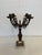 Mid 20th Century Vintage 4 Arm Brass Candelabra Mounted on Square White Marble Base For Sale - Image 5 of 5