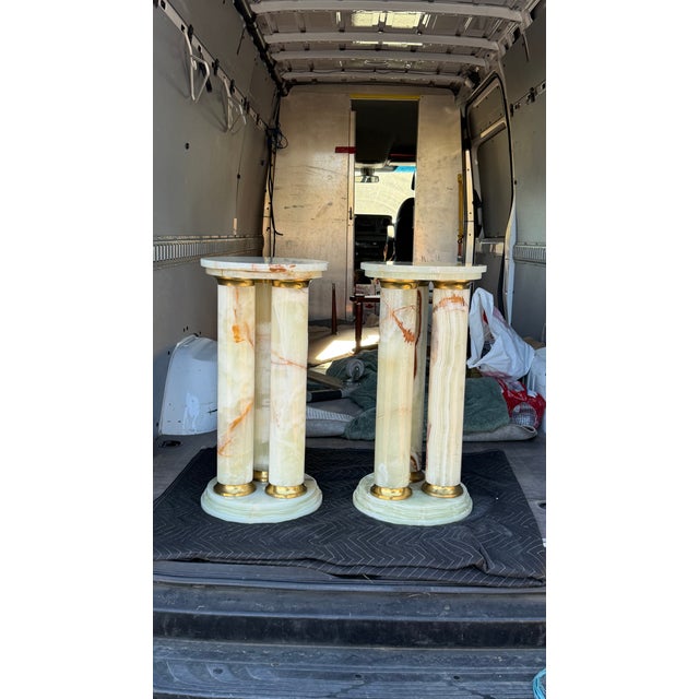 Mid-Century Modern Onyx Tripple Cylinder Base Side Tables Stand Pedestal Tables For Sale - Image 15 of 17