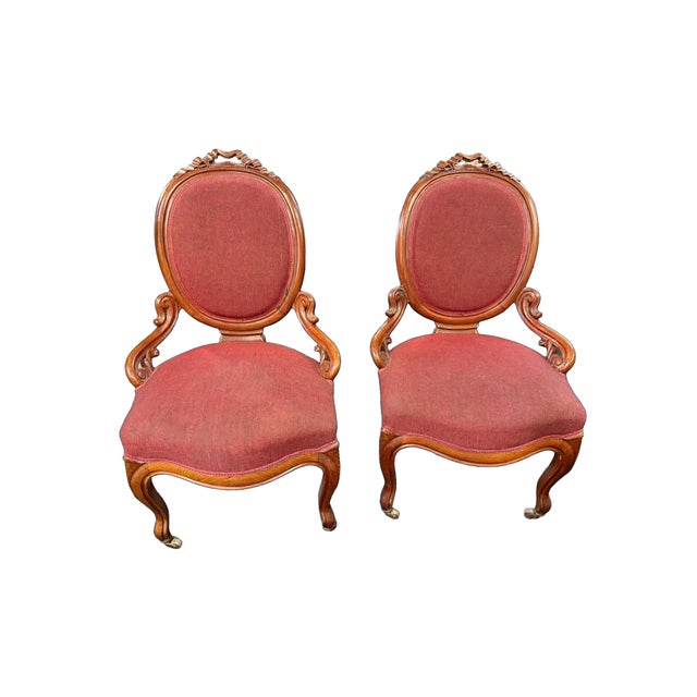 Napoleon III Chairs with Oval Medallion Backs, 1860s, Set of 2 For Sale - Image 4 of 6