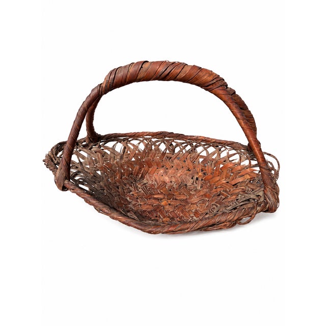 Antique 1920's Japanese Bamboo Ikebana Hanakago Flower Basket For Sale - Image 12 of 13