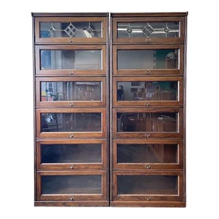 Vintage Pair of Barrister Style Bookcases For Sale
