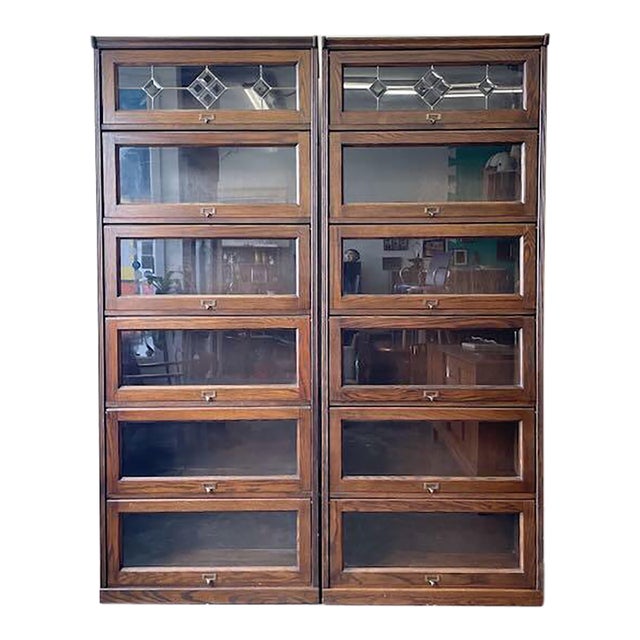 Vintage Pair of Barrister Style Bookcases For Sale