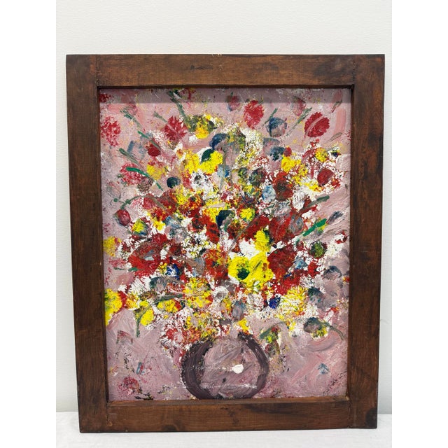 1970s Original Signed Abstract Floral Painting by Kathy Mabry For Sale - Image 11 of 11