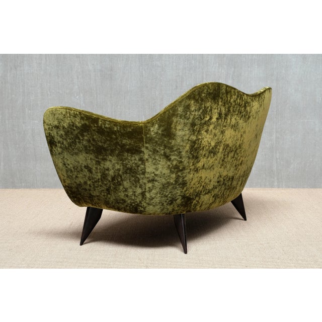 Perla Loveseat in Olive Green Dedar Velvet by Giulia Veronesi for ISA Bergamo, 1950s For Sale - Image 10 of 16