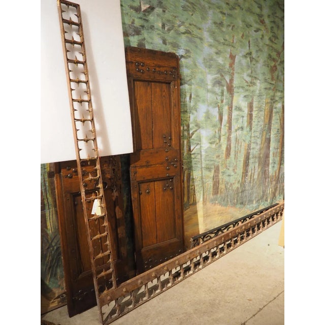 Brown Large Spanish Wrought Iron Medieval Style Gate With Transom, Single Door C. 1900 For Sale - Image 8 of 18