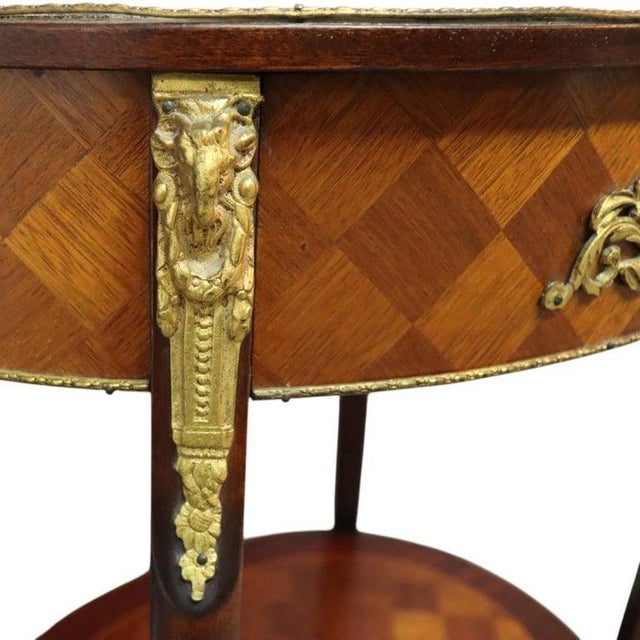 Wood 1920s Pair Spanish French Louis XV Style Rosewood Prquetry & Figural Ormolu Stands For Sale - Image 7 of 14