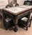 1950s Vintage Chinese Rosewood Mother-of-Pearl Inlaid Dining Set – Rectangular Table + 6 Chairs With Marble Tops For Sale - Image 5 of 12
