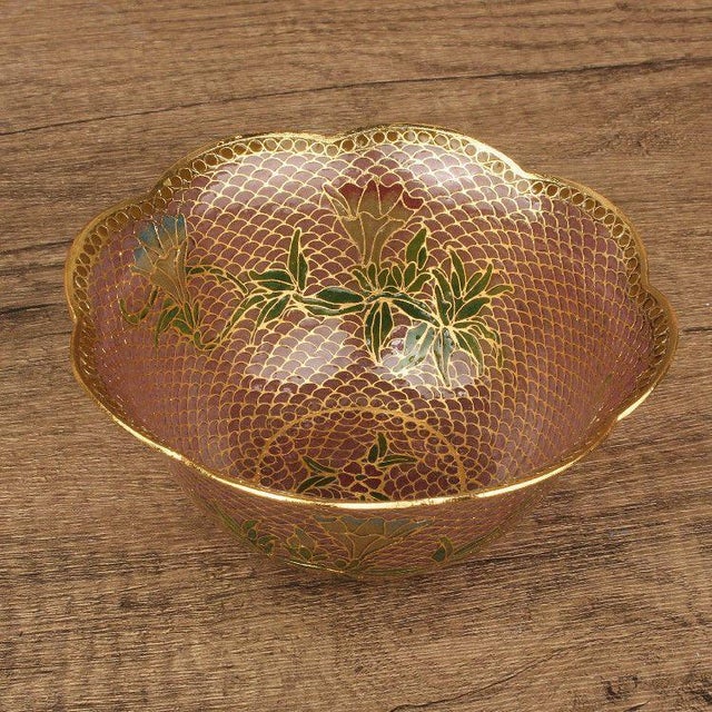 Set of 4 Vintage Cloisonné Enamel Bowls – Eggshell Technique, Lotus Motif, Gilded For Sale - Image 12 of 12