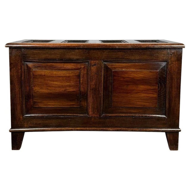 Early 20th Century Oak Blanket Box with Panelled Front For Sale - Image 10 of 11