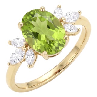 Natural Peridot Engagement Ring - August Birthstone Ring Us 7 (All Sizes Available) For Sale