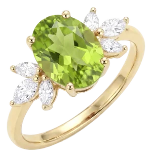 Natural Peridot Engagement Ring - August Birthstone Ring Us 7 (All Sizes Available)